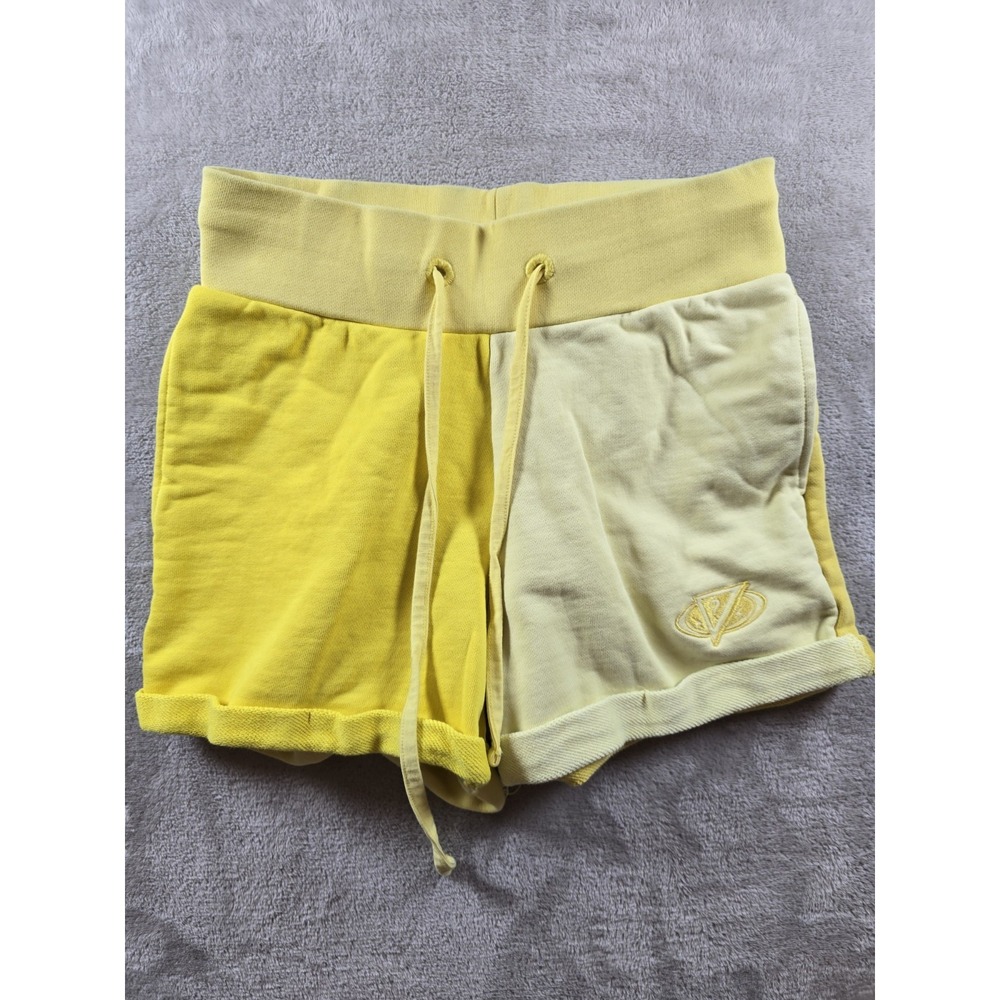 Guess Shorts Womens Small Sweat Yellow Two Tone Drawstring 2" Inseam